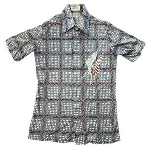 Vintage Rare 70’s AUGIE 100% Nylon Disco Race Car Theme Men’s Shirt!